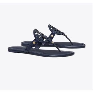 Tory Burch Miller Sandals Patent Leather size 9.5 Dark Navy Blue Flip Flops